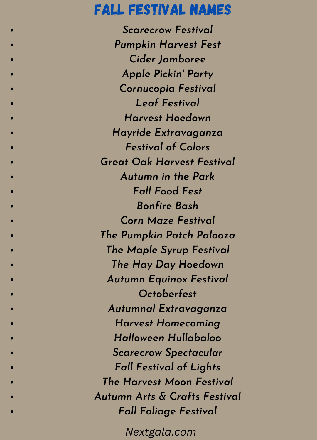 Fall Festival Names