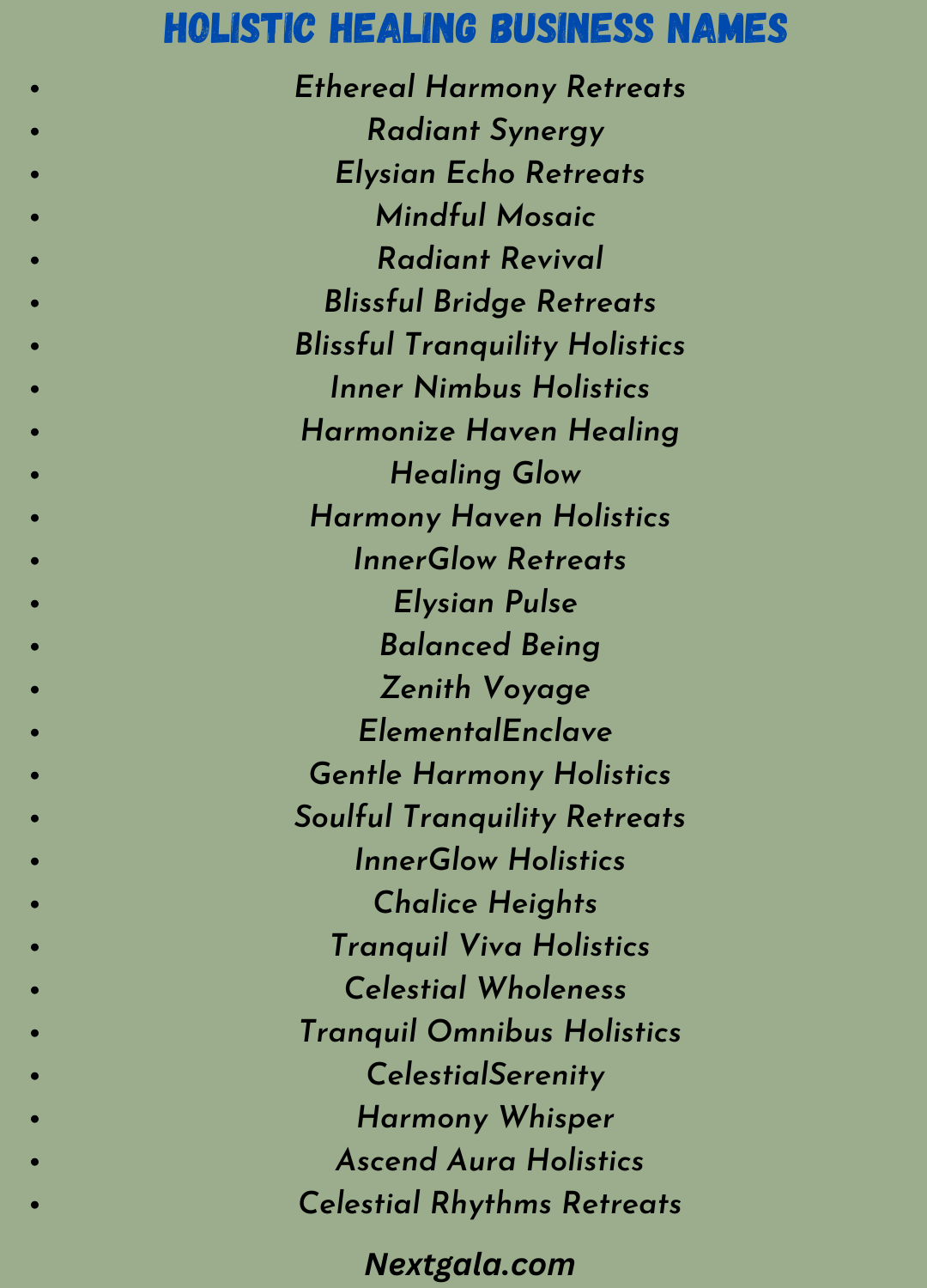 Holistic Healing Business Names