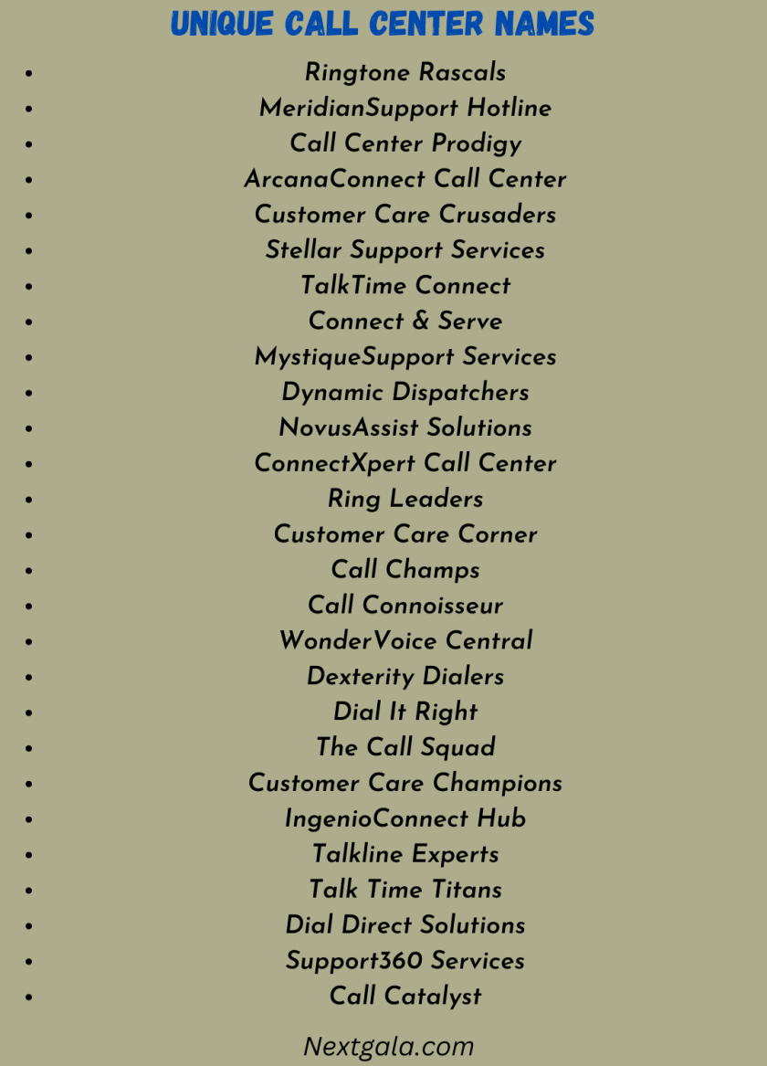 Unique Call Center Names