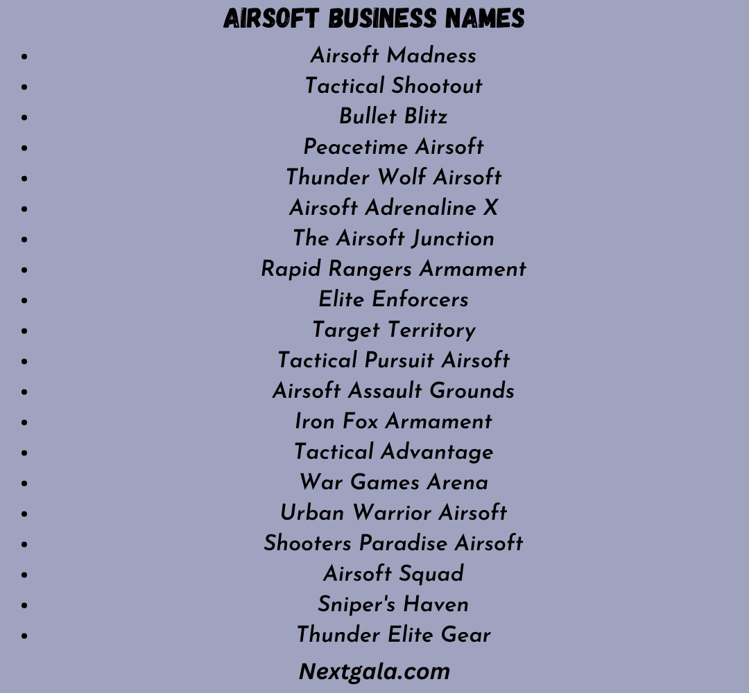 Airsoft Business Names