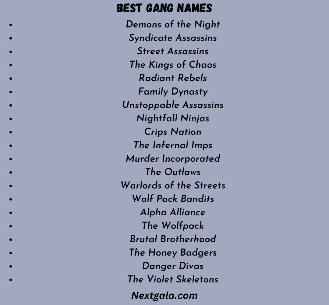 Best Gang Names