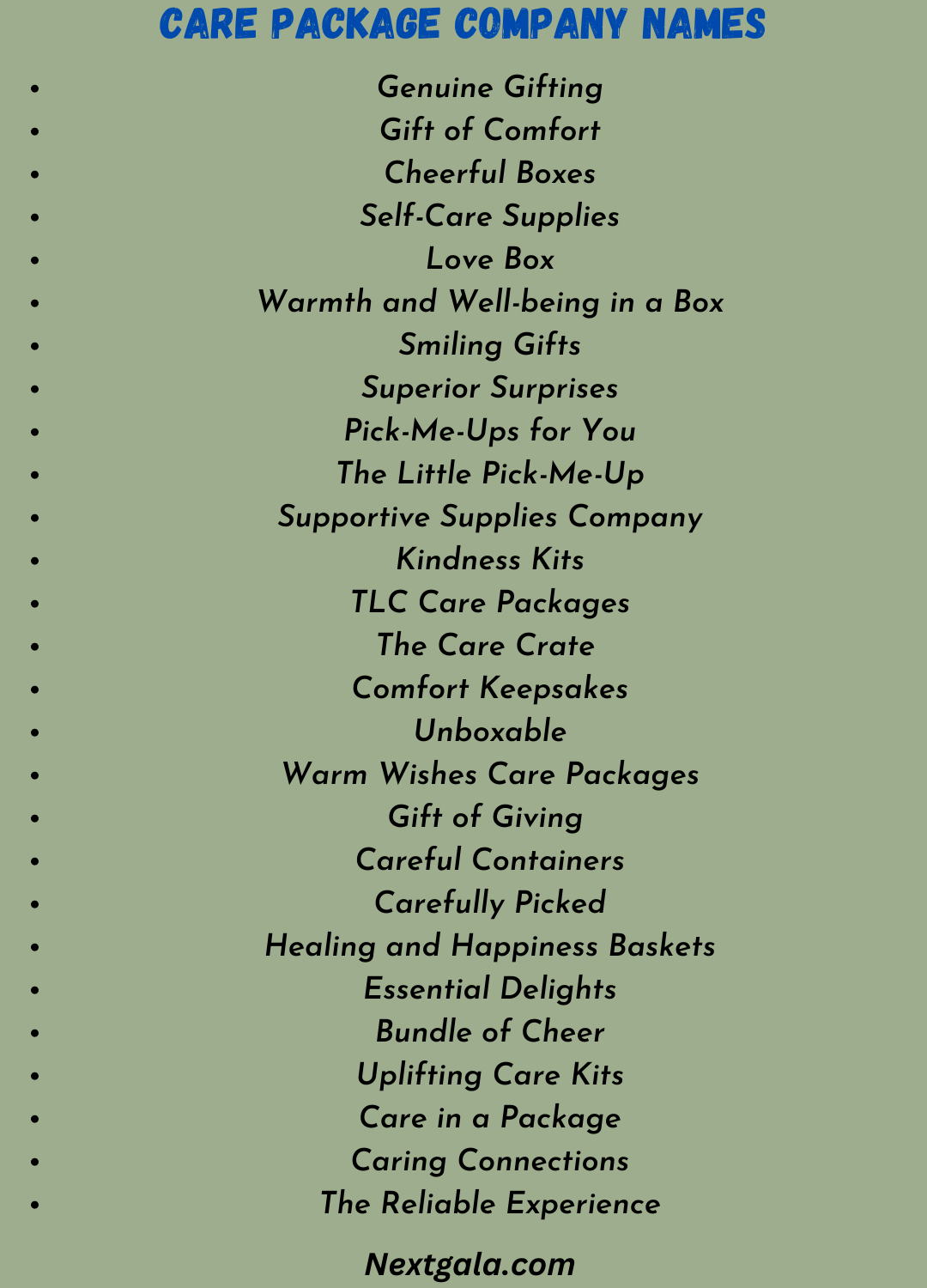 Care Package Company Names
