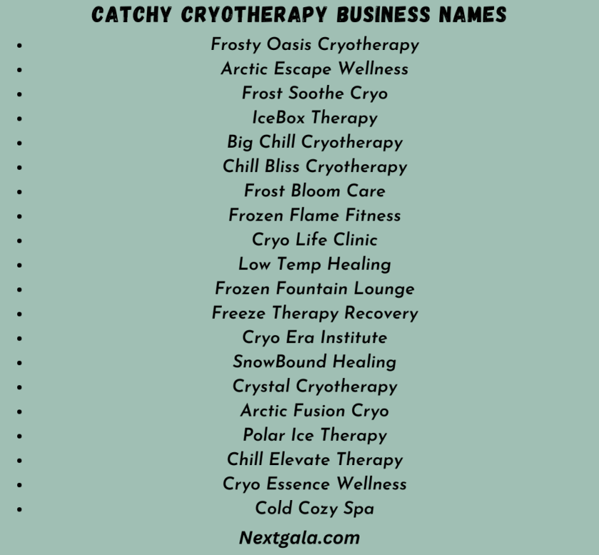 Catchy Cryotherapy Business Names