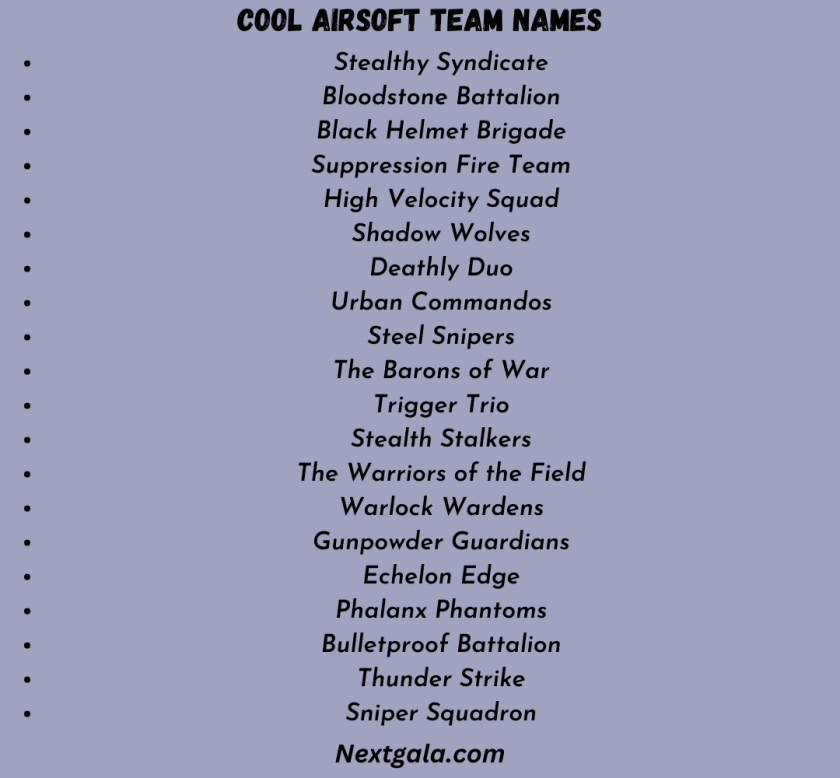 Cool Airsoft Team Names