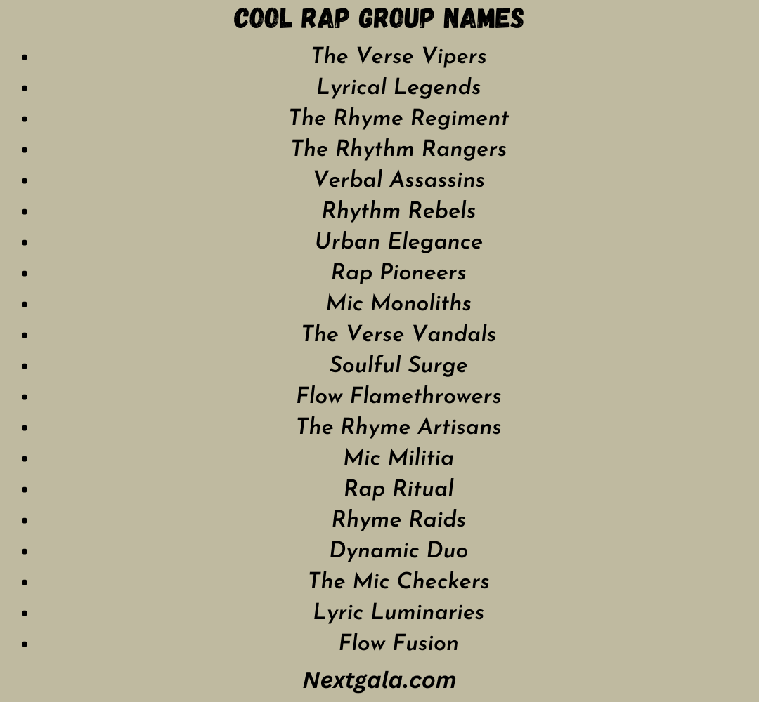 Cool Rap Group Names