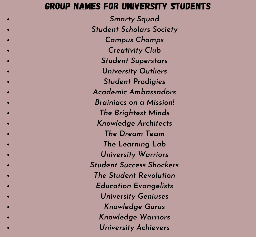Group Names for University Students