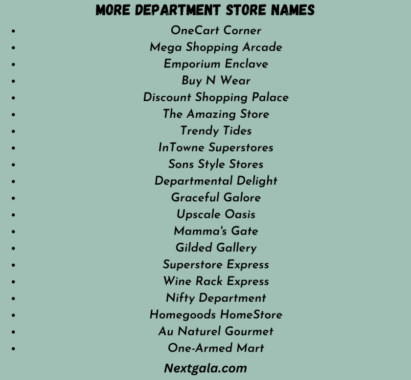 Department Store Names
