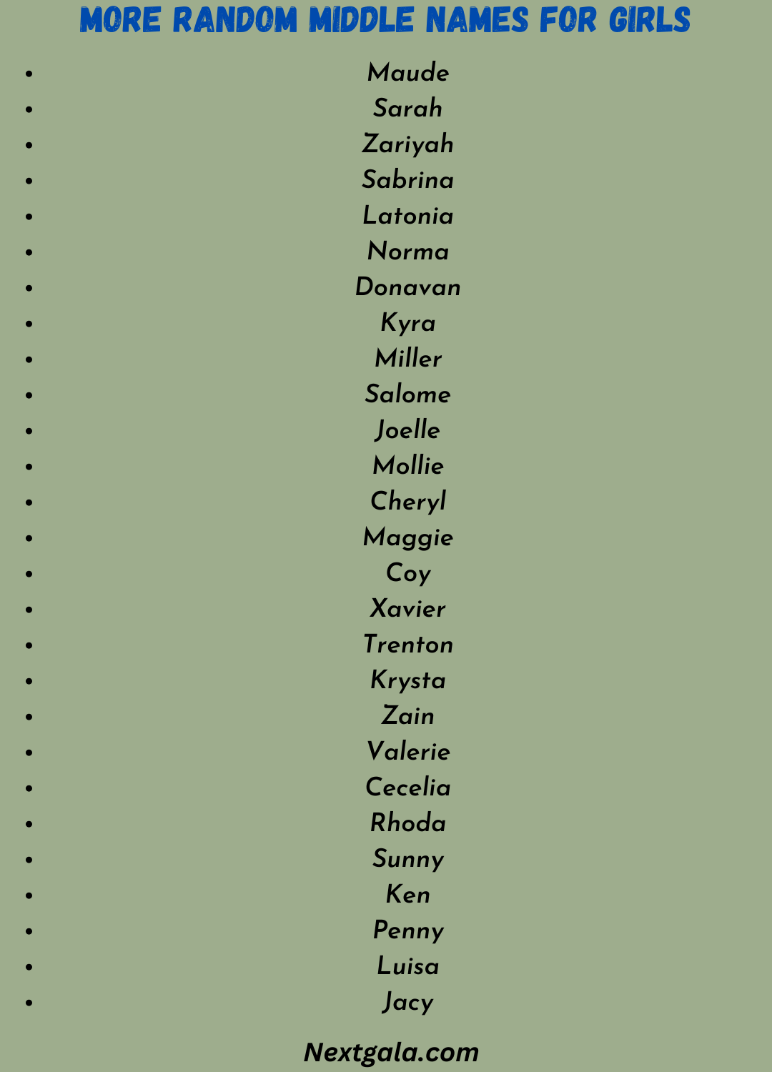 Random Middle Names for Girls