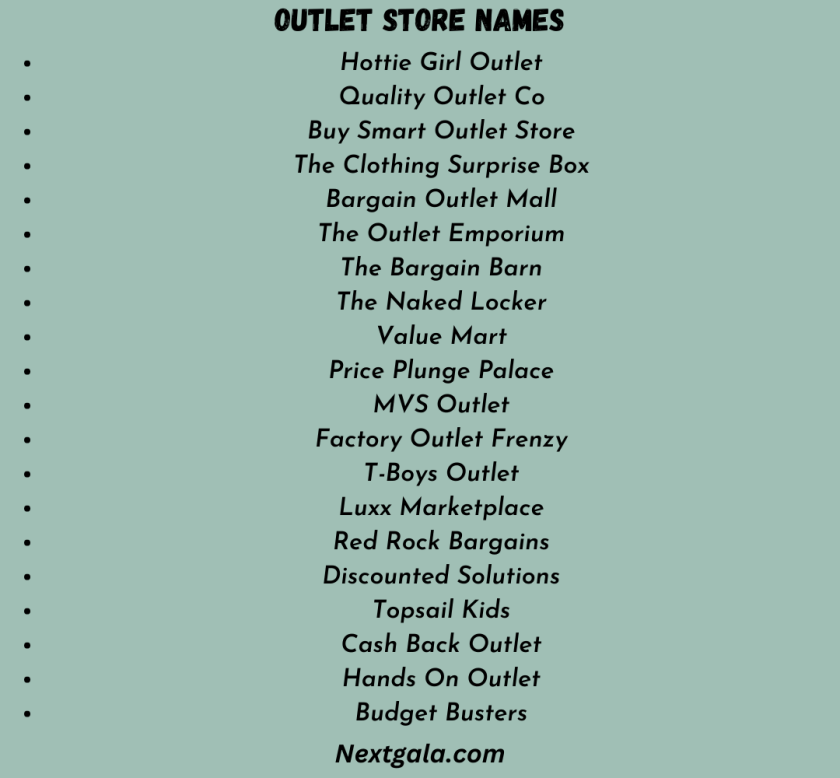 Outlet Store Names