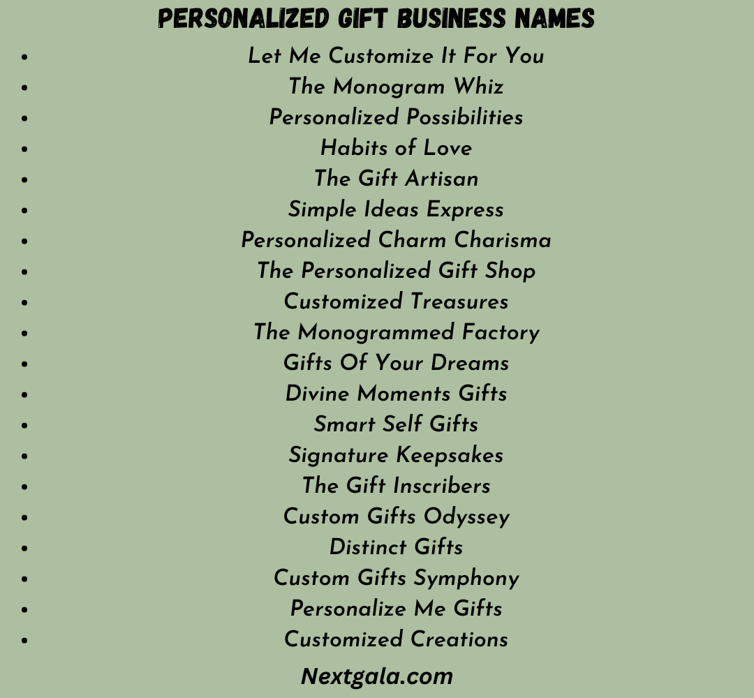Personalized Gift Business Names