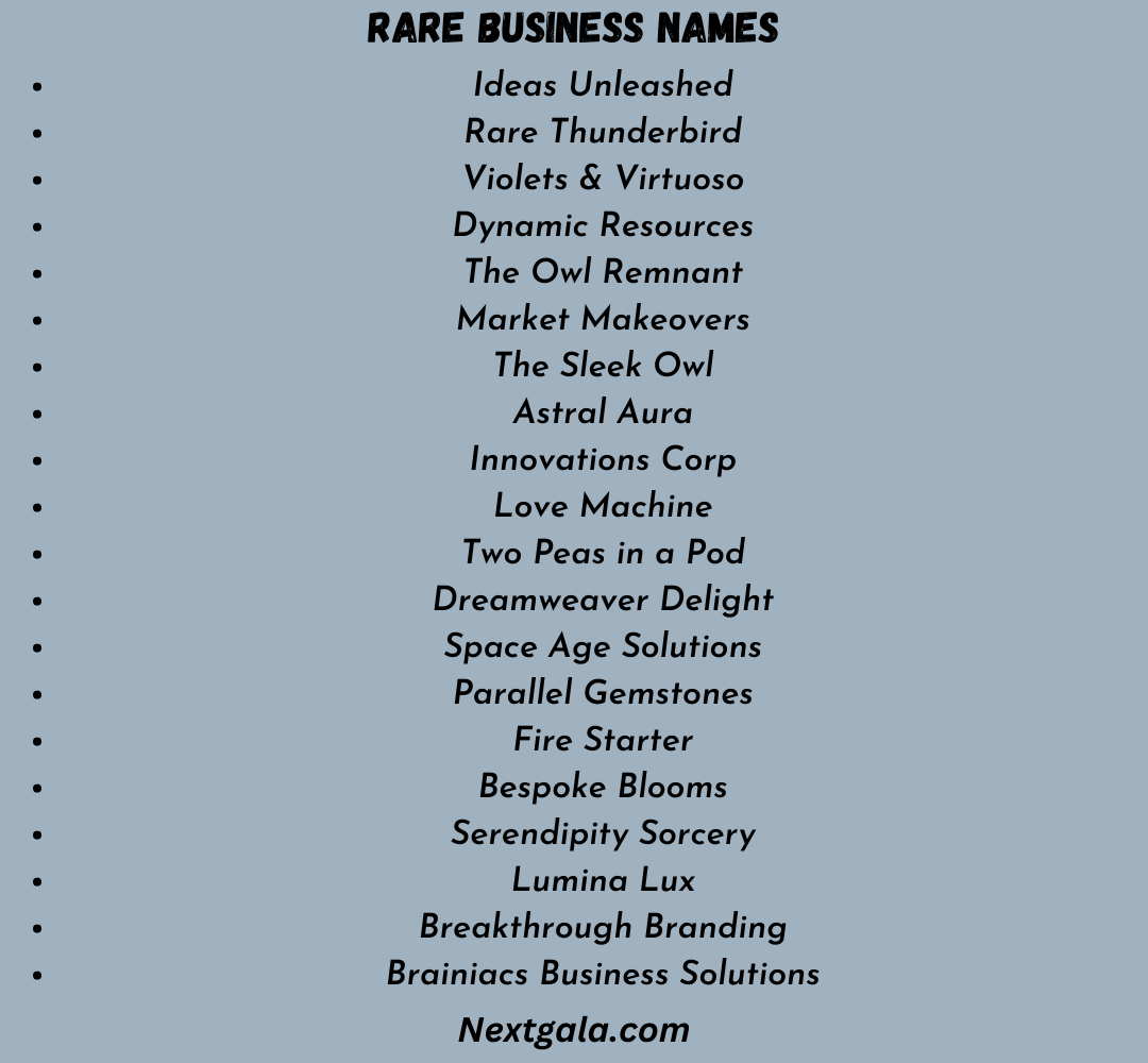 Rare Business Names
