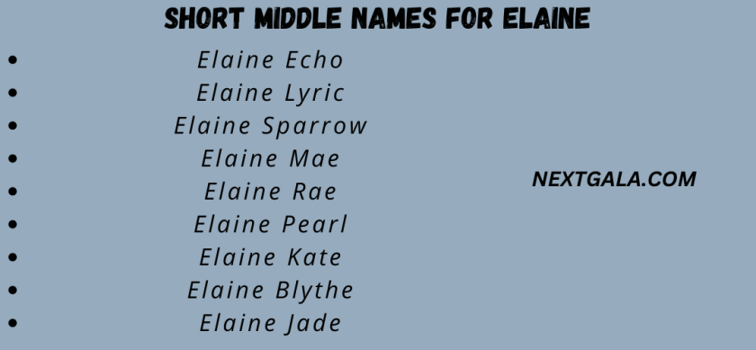 Short Middle Names for Elaine