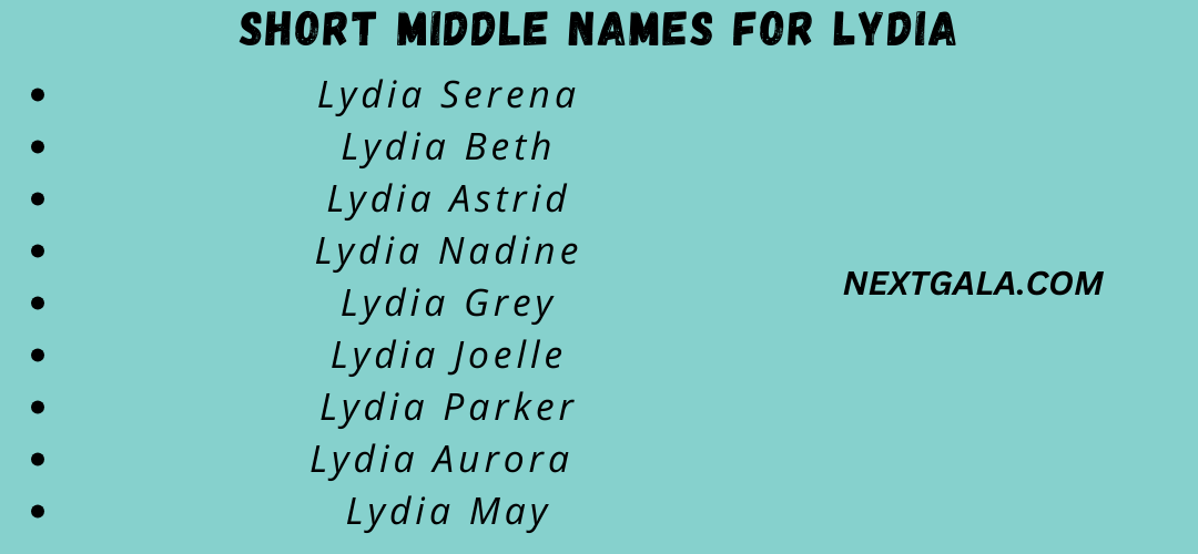  Middle Names for Lydia