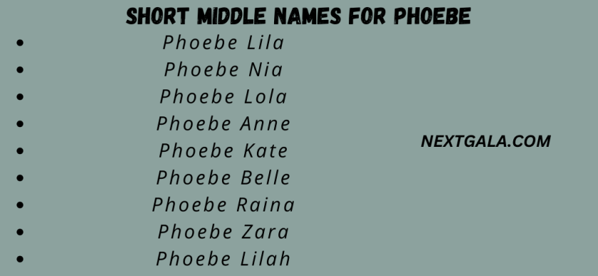 Short Middle Names for Phoebe