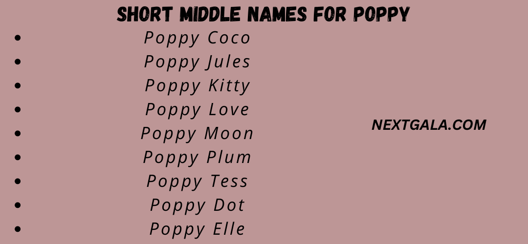 Short Middle Names for Poppy
