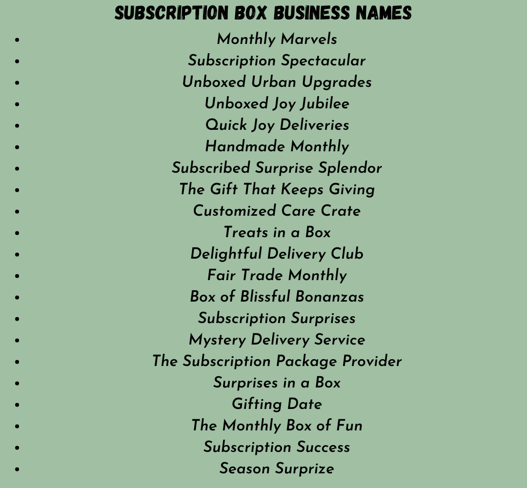 Subscription Box Business Names