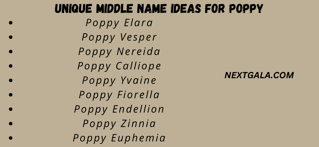 Unique Middle Name Ideas for Poppy