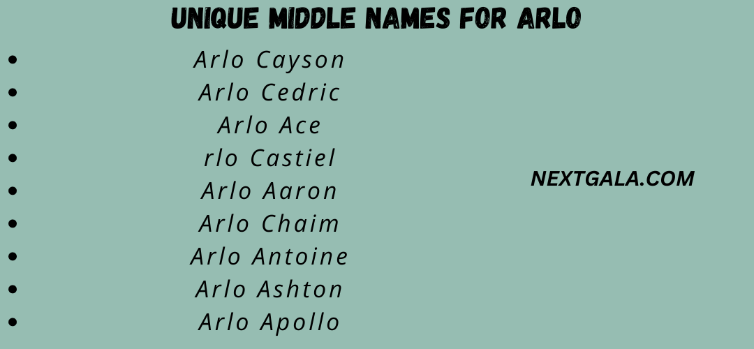 Unique Middle Names for Arlo