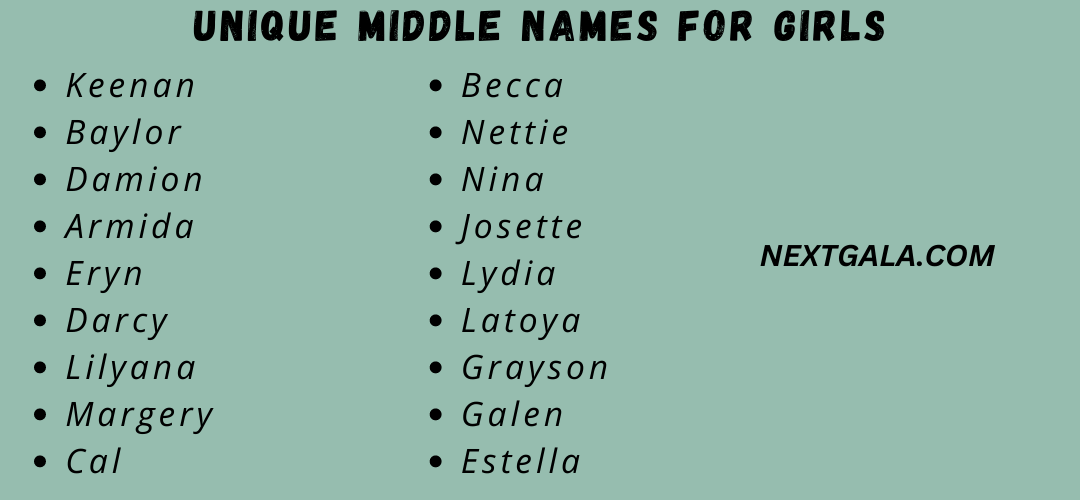 Unique Middle Names for Girls