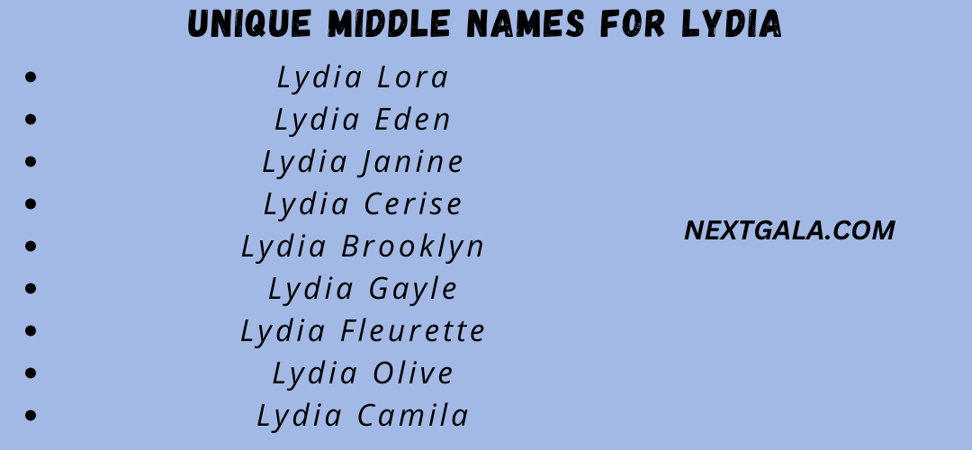 Middle Names for Lydia