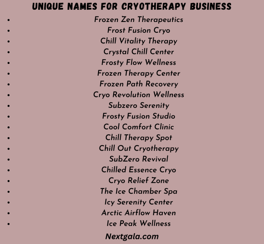 Unique Names for Cryotherapy Business