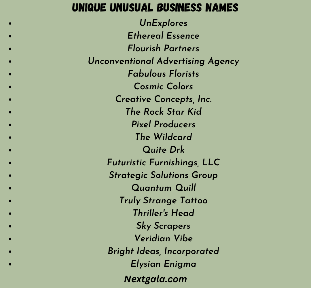 Unique Unusual Business Names