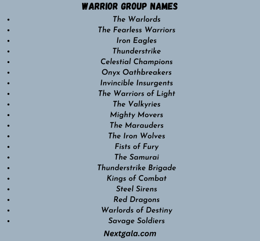 Warrior Group Names