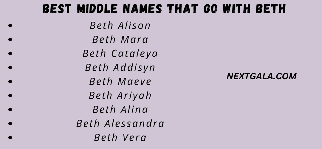 Best Middle Names That GO with Beth