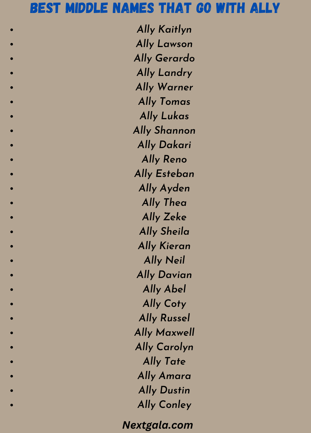 Best Middle Names That Go With Ally
