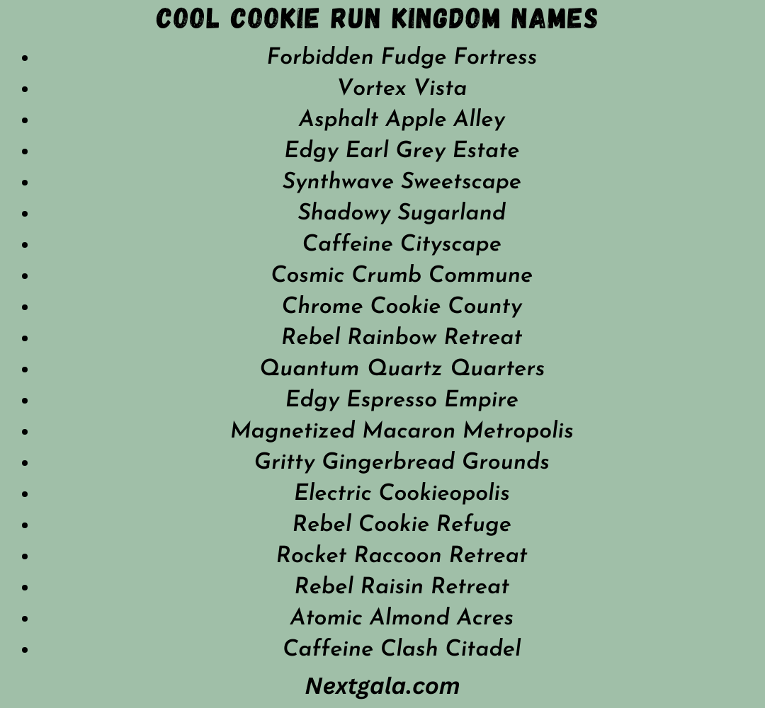 Cool Cookie Run Kingdom Names