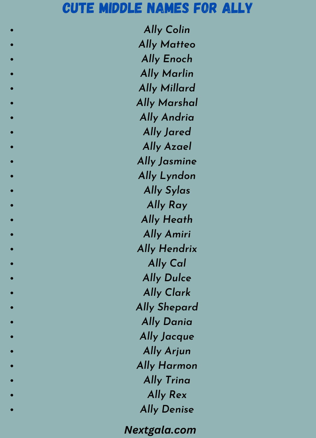 Cute Middle Names for Ally