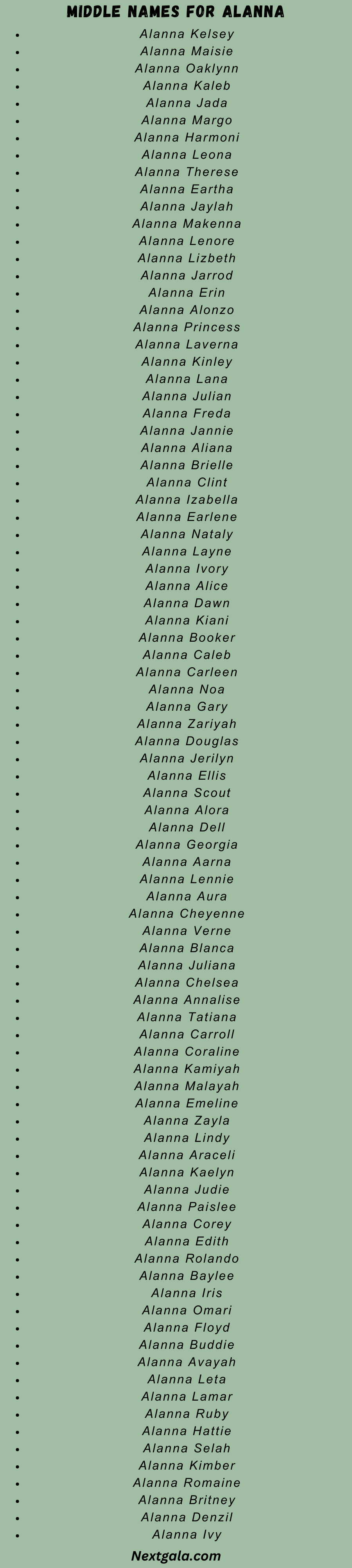 Middle Names for Alanna