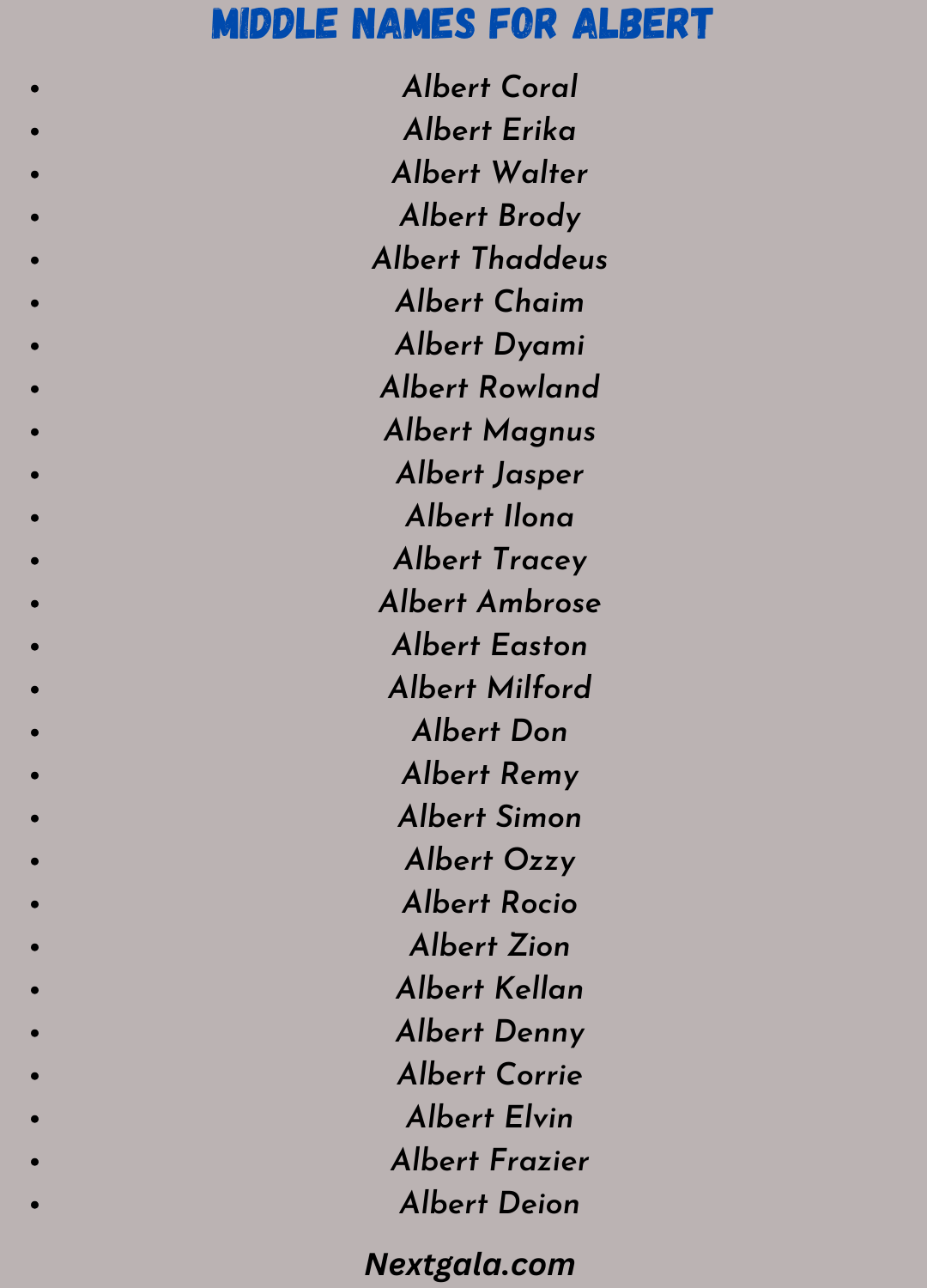 Middle Names for Albert