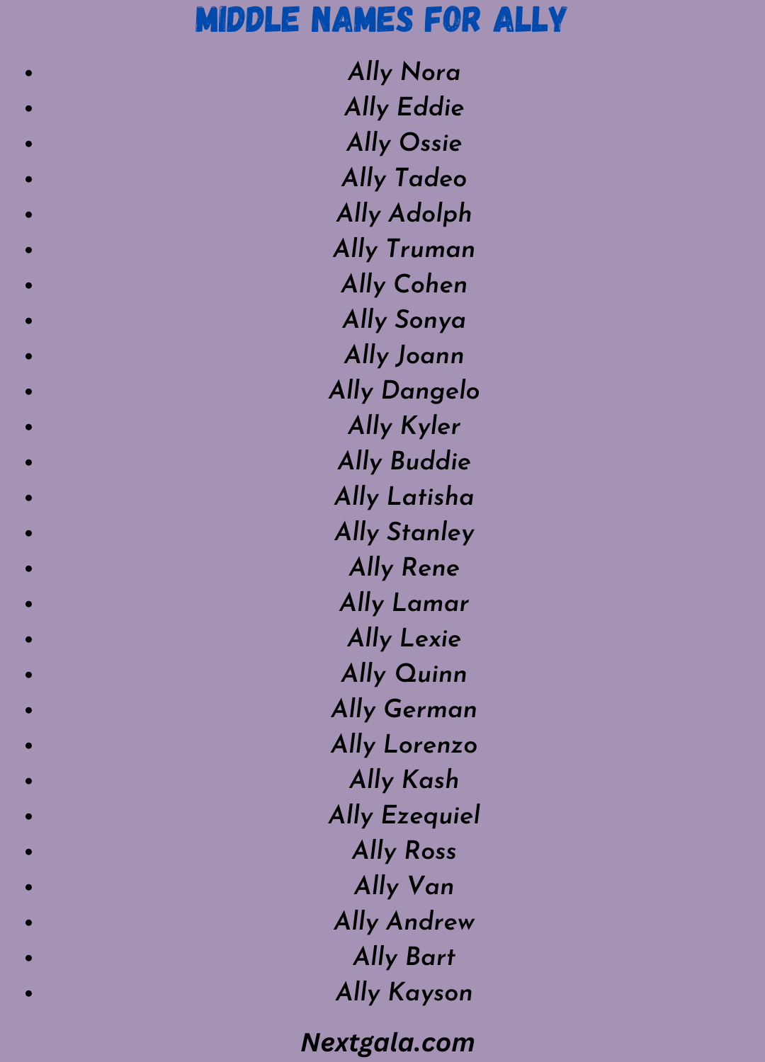 Middle Names for Ally