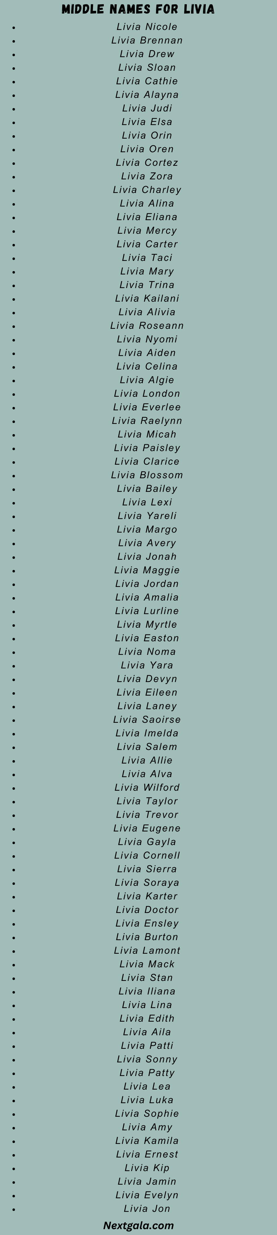Middle Names for Livia