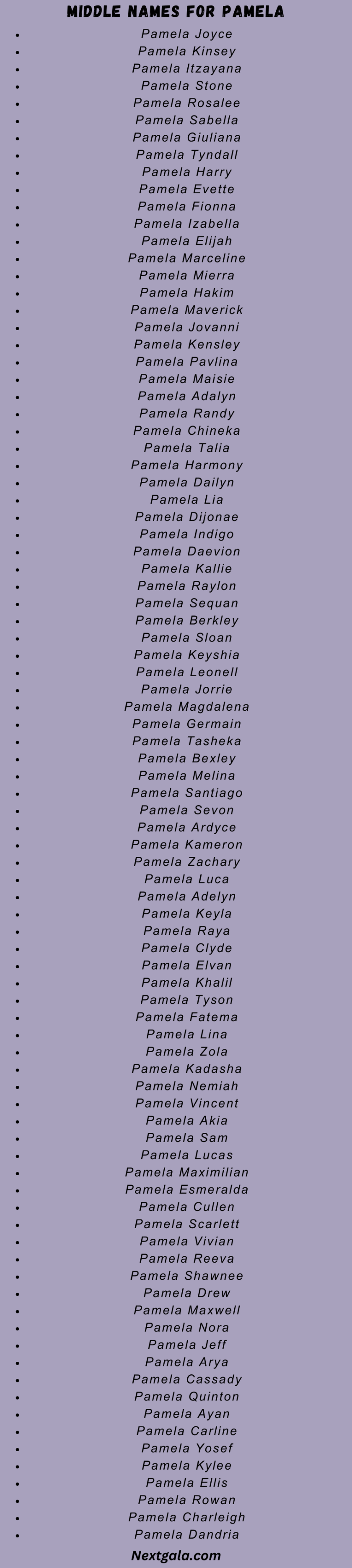 Middle Names for Pamela