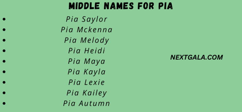 Middle Names for Pia