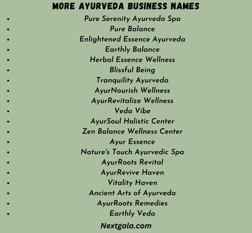 Ayurveda Business Names