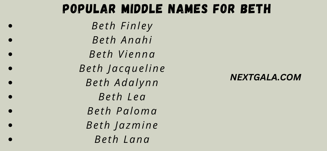 Middle Names For Beth