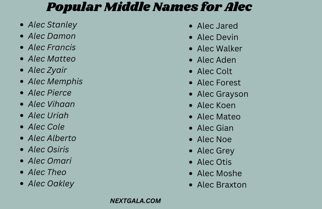  Middle Names for Alec