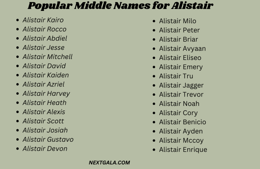 Middle Names for Alistair