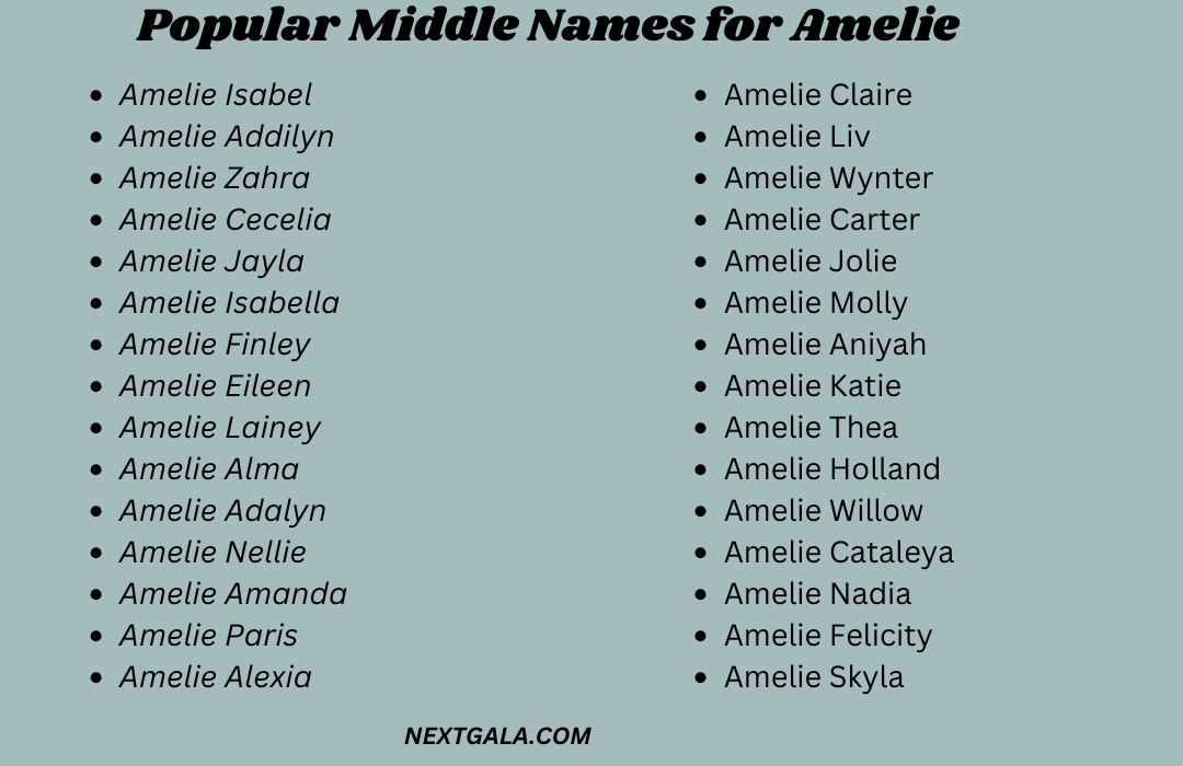 Middle Names for Amelie