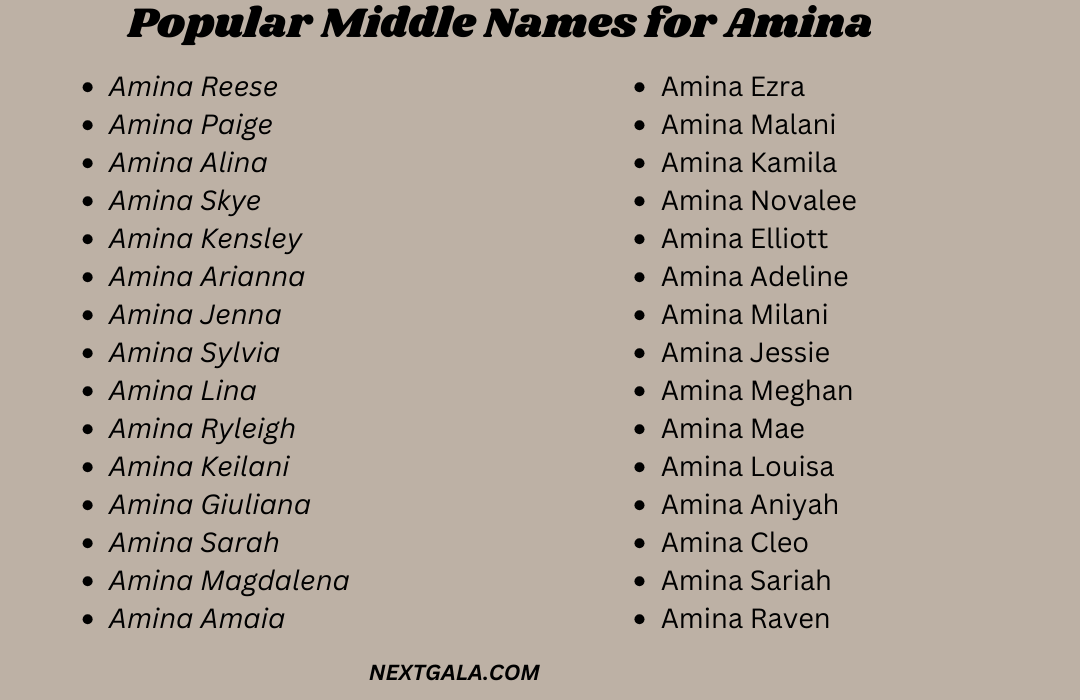 Middle Names for Amina