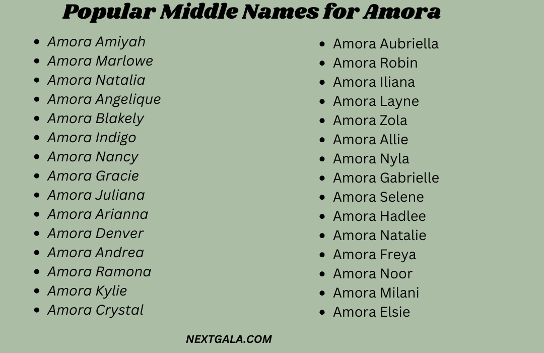 Middle Names for Amora