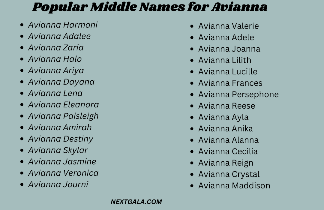 Middle Names for Avianna