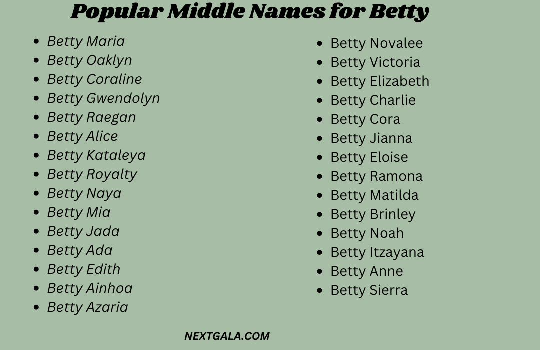 Middle Names for Betty