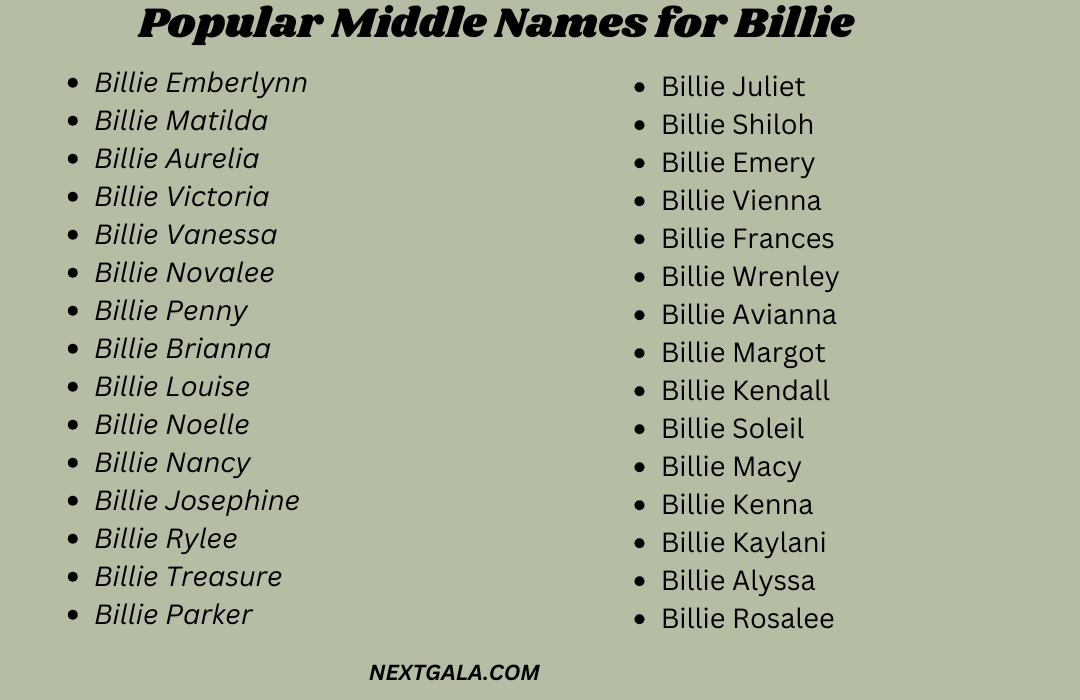 Middle Names for Billie 