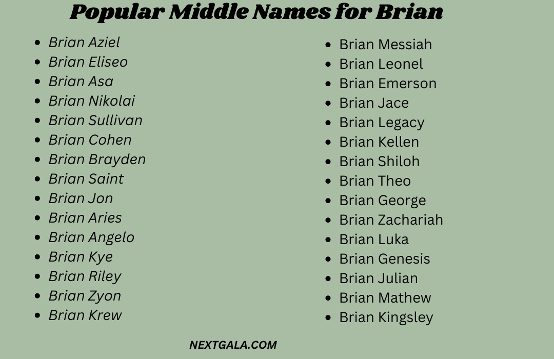 Middle Names for Brian