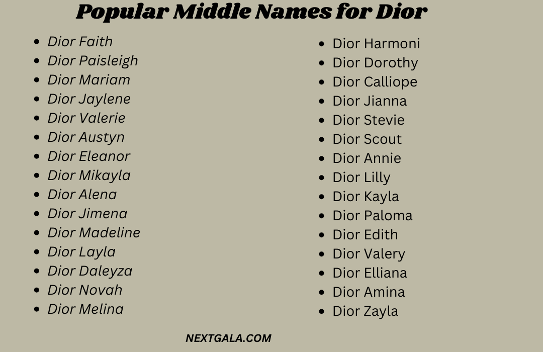 Middle Names for Dior
