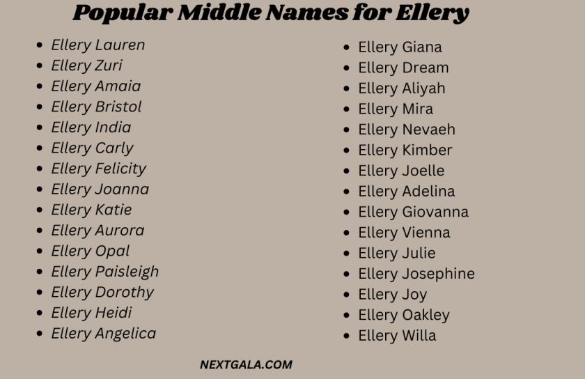 Middle Names for Ellery